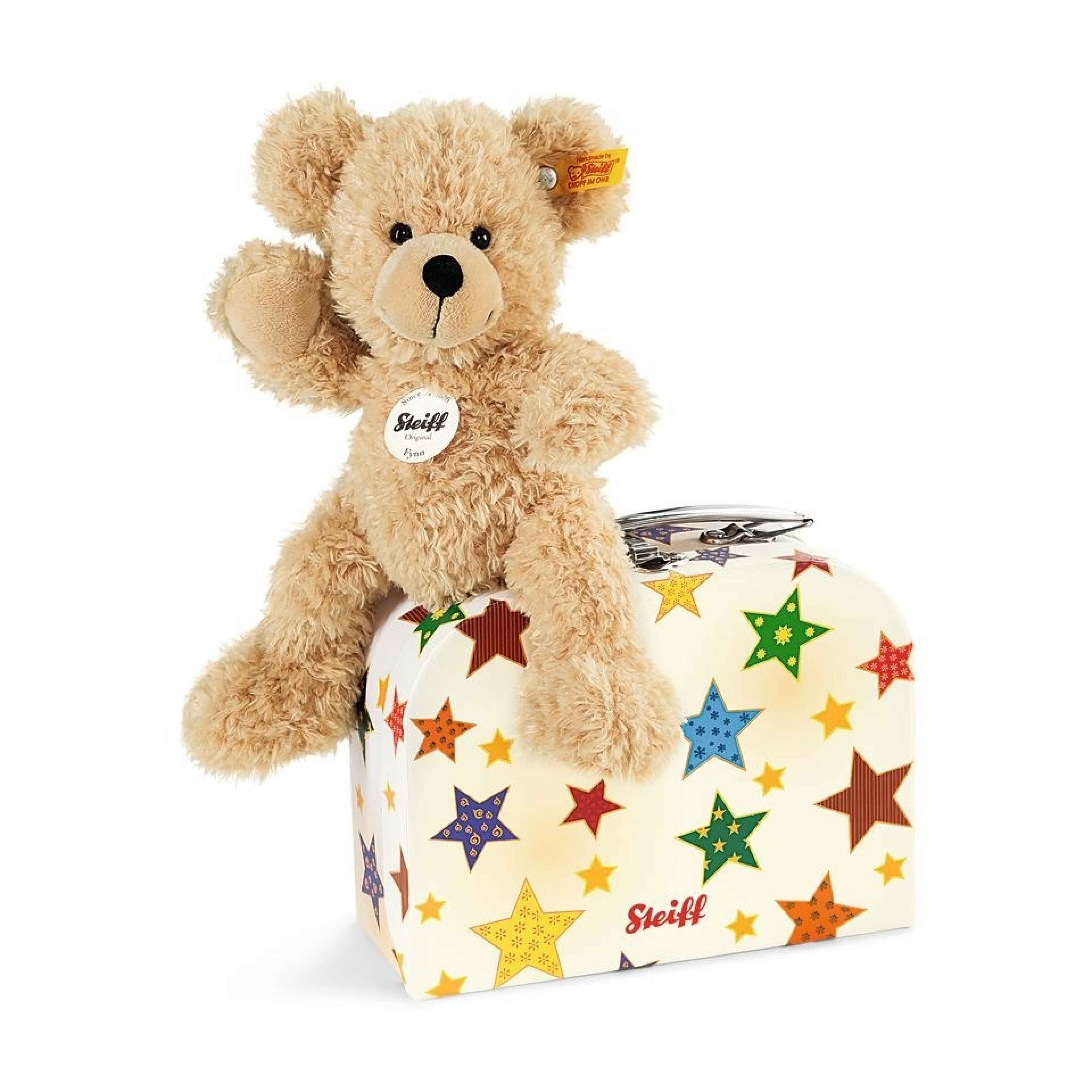 Steiff Fynn Teddy Bear In Star Suitcase 23cm 111730 