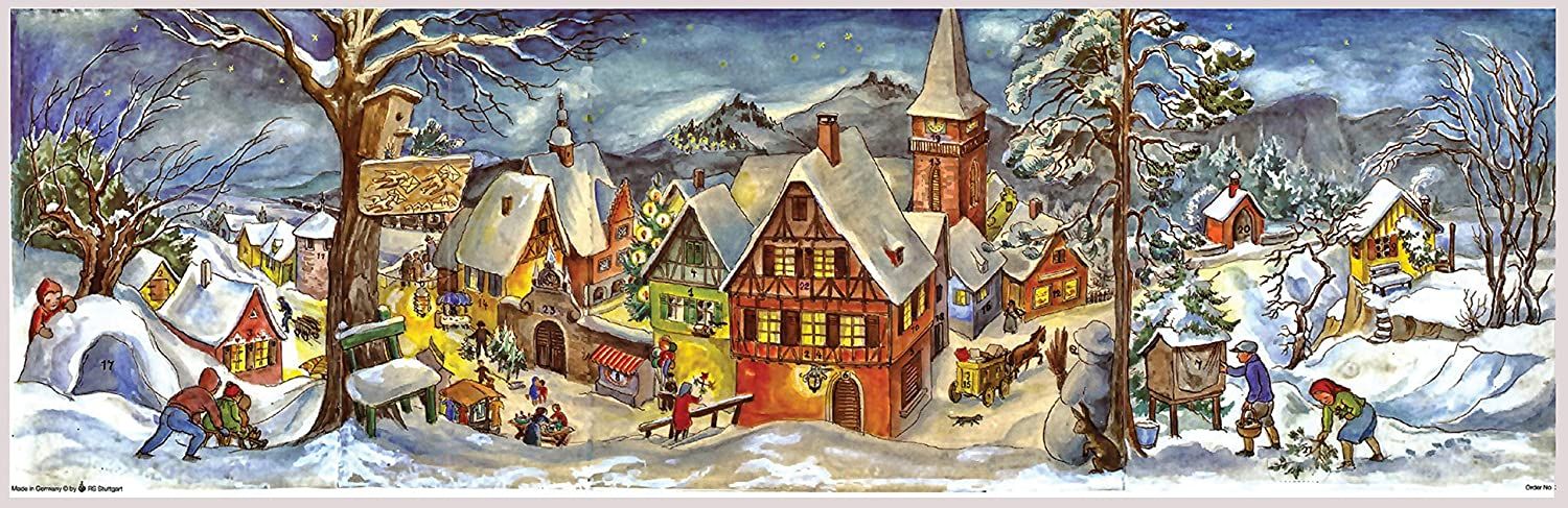 Richard Sellmer Panoramic Antique Style Advent Calendar Winter Village 265