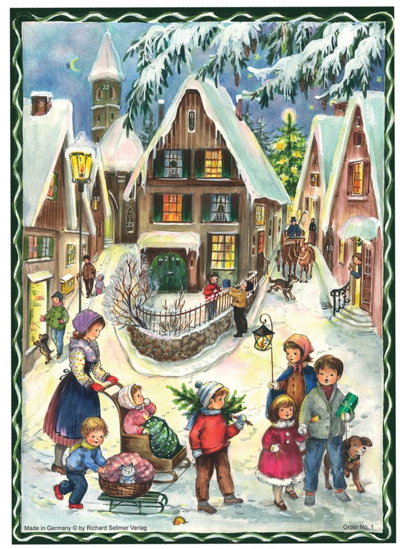 Richard Sellmer Traditional Advent Calendar Old Village Christmas (A4 Size) 1