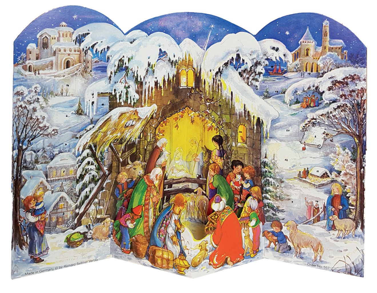 557 Christmas Manger 3D Traditional Advent Calendar by Richard Sellmer