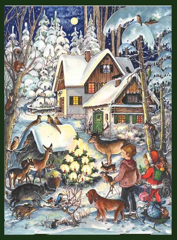 805 Winter with the Animals Traditional A4 Advent Calendar by Richard Sellmer