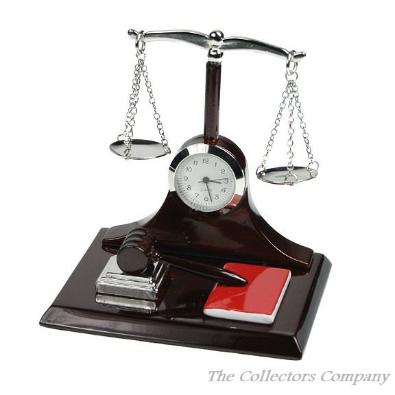 Scales of Justice Miniature Clock 296325 