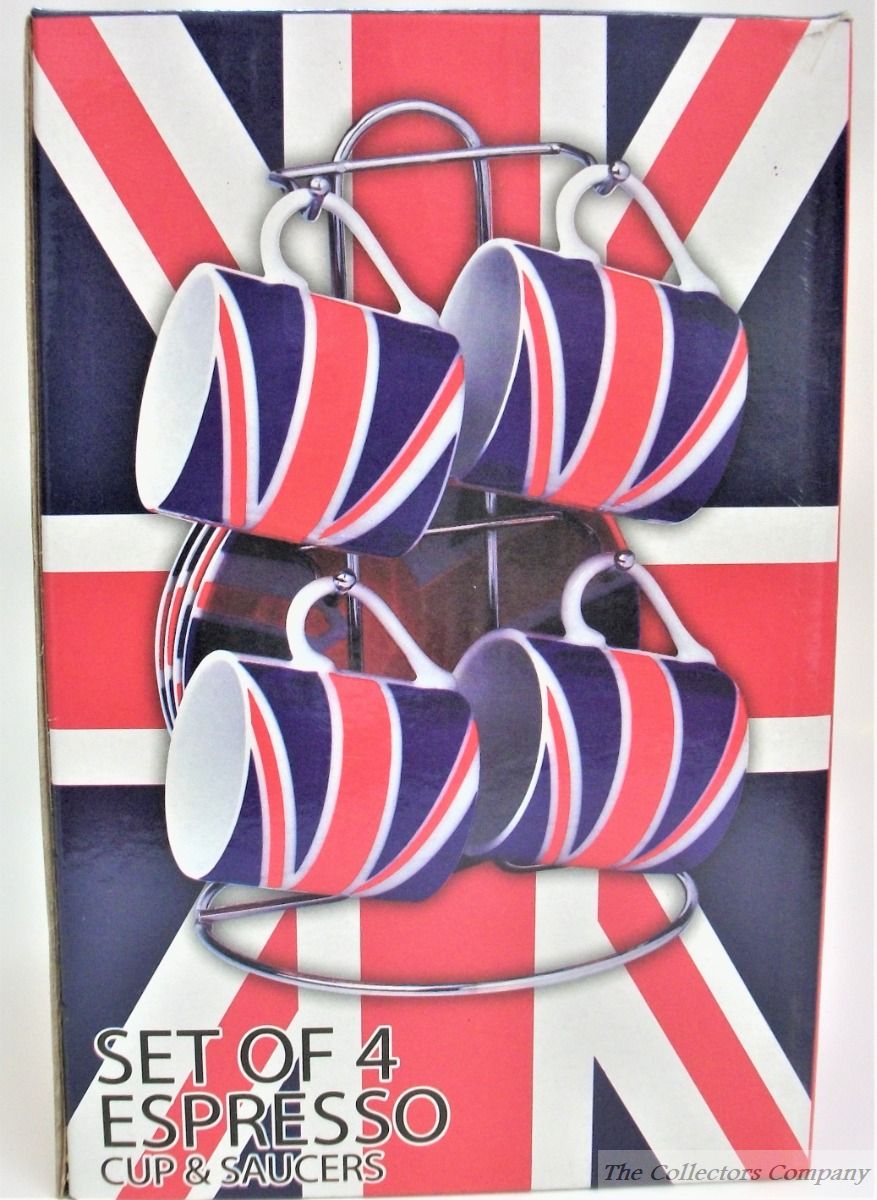Set of 4 Union Jack espresso cups and saucers 67599