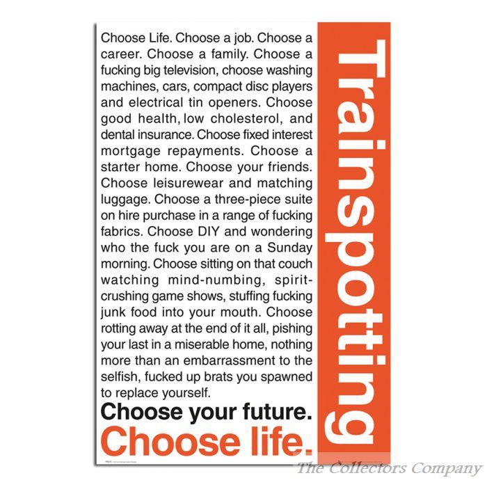 Trainspotting Choose Life quote Poster FP0275