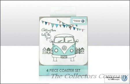 Official VW Campervan 4 Piece Coaster Set "Getting there is half the fun!"