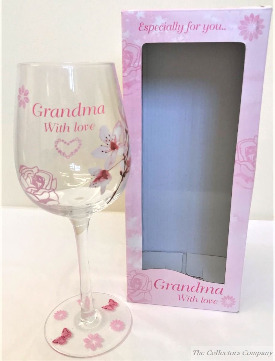 grandma with love large wine glass vintage lane by jennifer rose lp33128