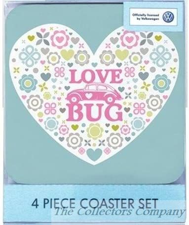 Official VW Beetle "Love Bug" 4 Piece Coaster Set Official VW Merchandise