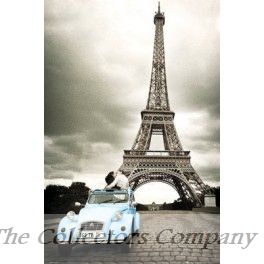 Paris Romance Poster Car under Eiffel Tower PH0329
