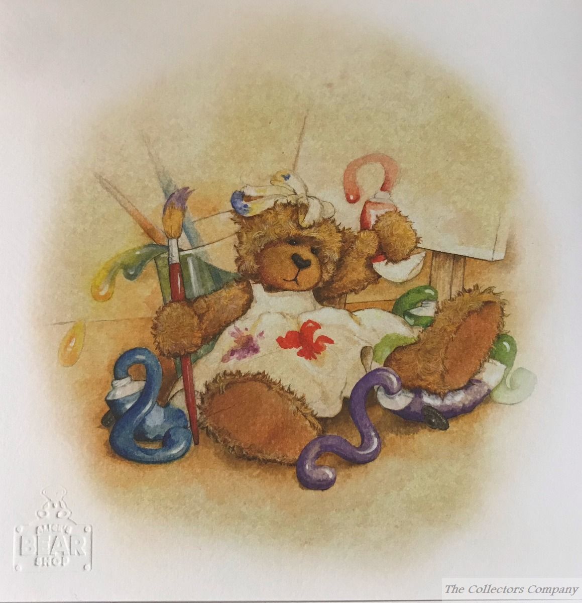 Alice's Bear Shop Illustration of Sandy from the storybook Sandy Paints a Picture