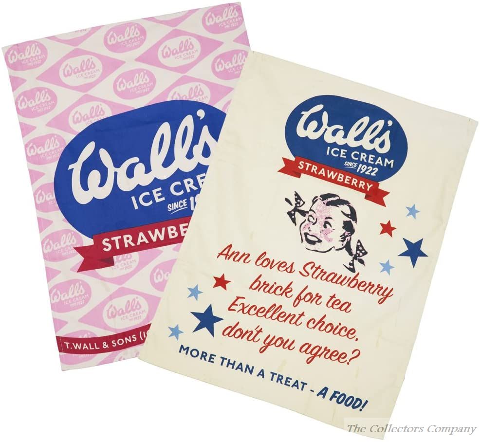 Walls Ice Cream Vintage Strawberry Tea Towels pack of 2 TWL2WV01