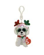 TY Sugar Dog Flippable Christmas Beanie Boo Key Clip 35312