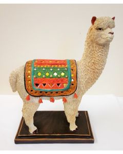 LP43015 Peruvian Llama with Mirrored Blanket Resin Figure 