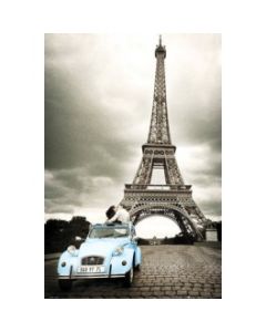 Paris Romance Poster Car under Eiffel Tower PH0329
