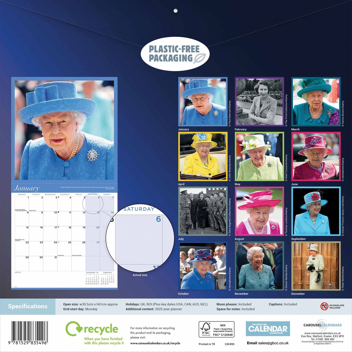 Queen Elizabeth II Wall Calendar 2024 by Carousel Calendars 240490