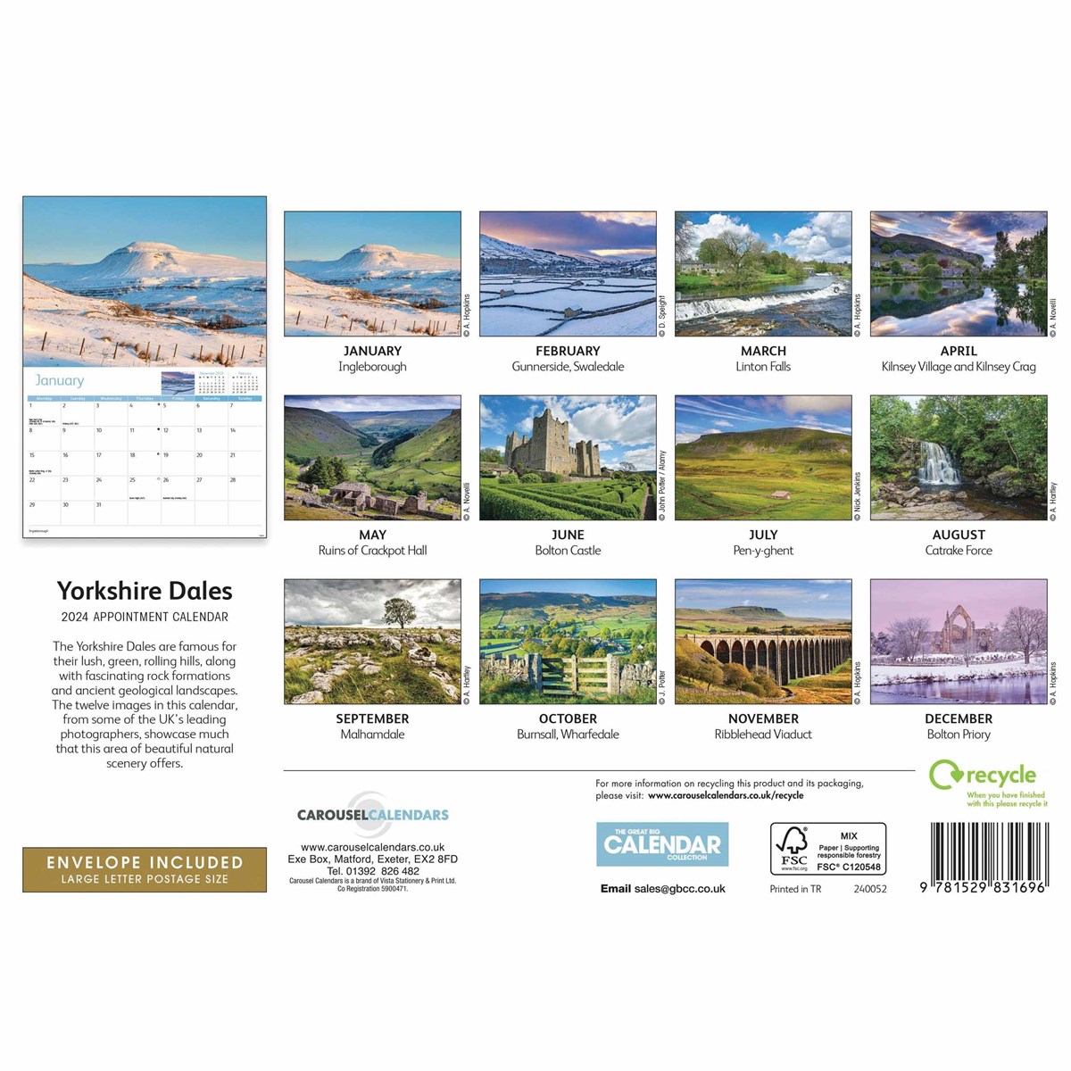 Yorkshire Dales A4 Calendar 2025 by Carousel Calendars 240052