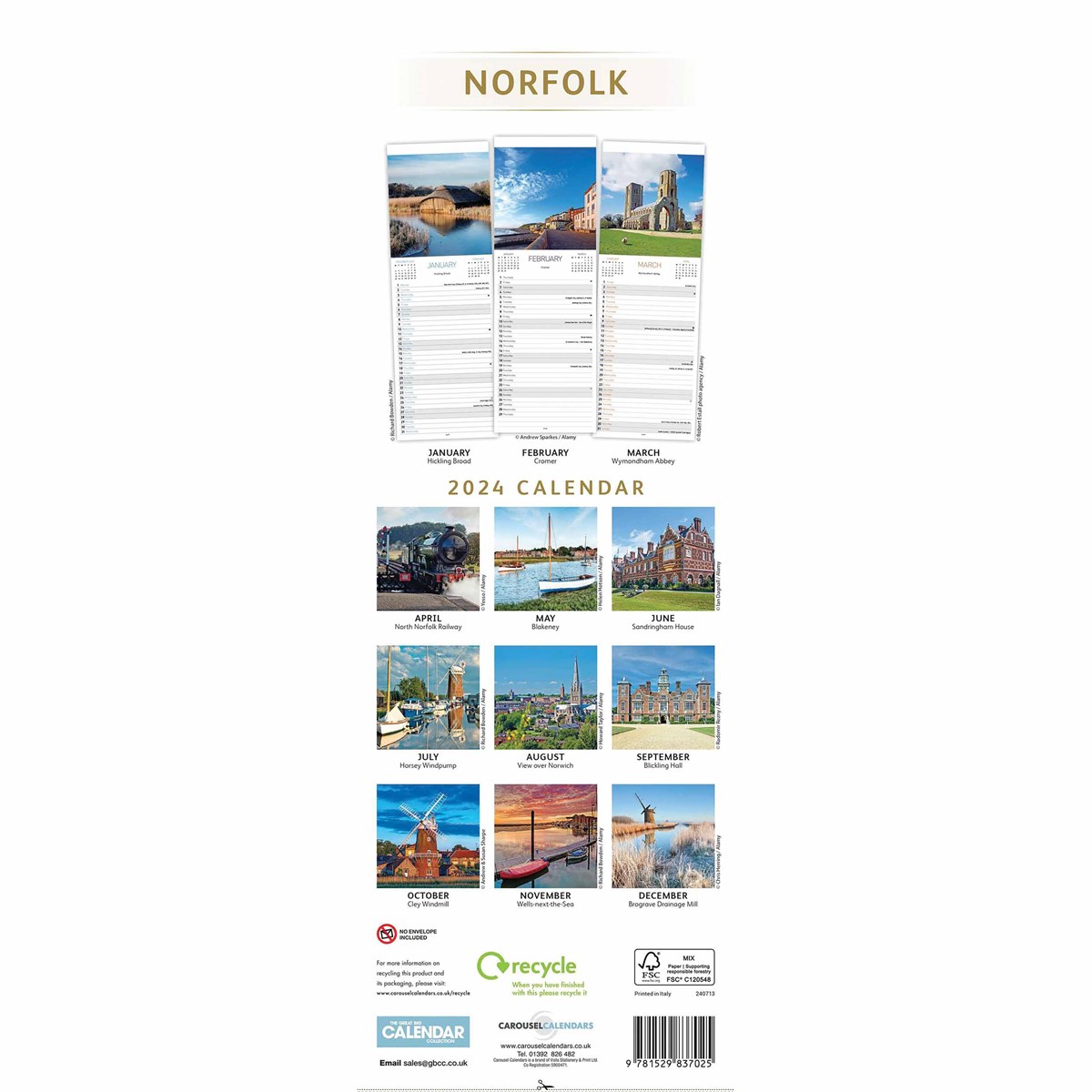 Norfolk Slim Calendar 2024 by Carousel Calendars 240713