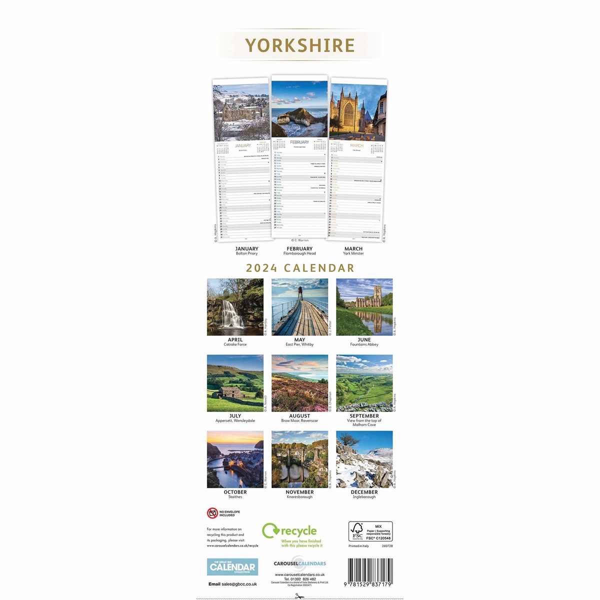 Yorkshire Slim Calendar 2024 by Carousel Calendars 240728