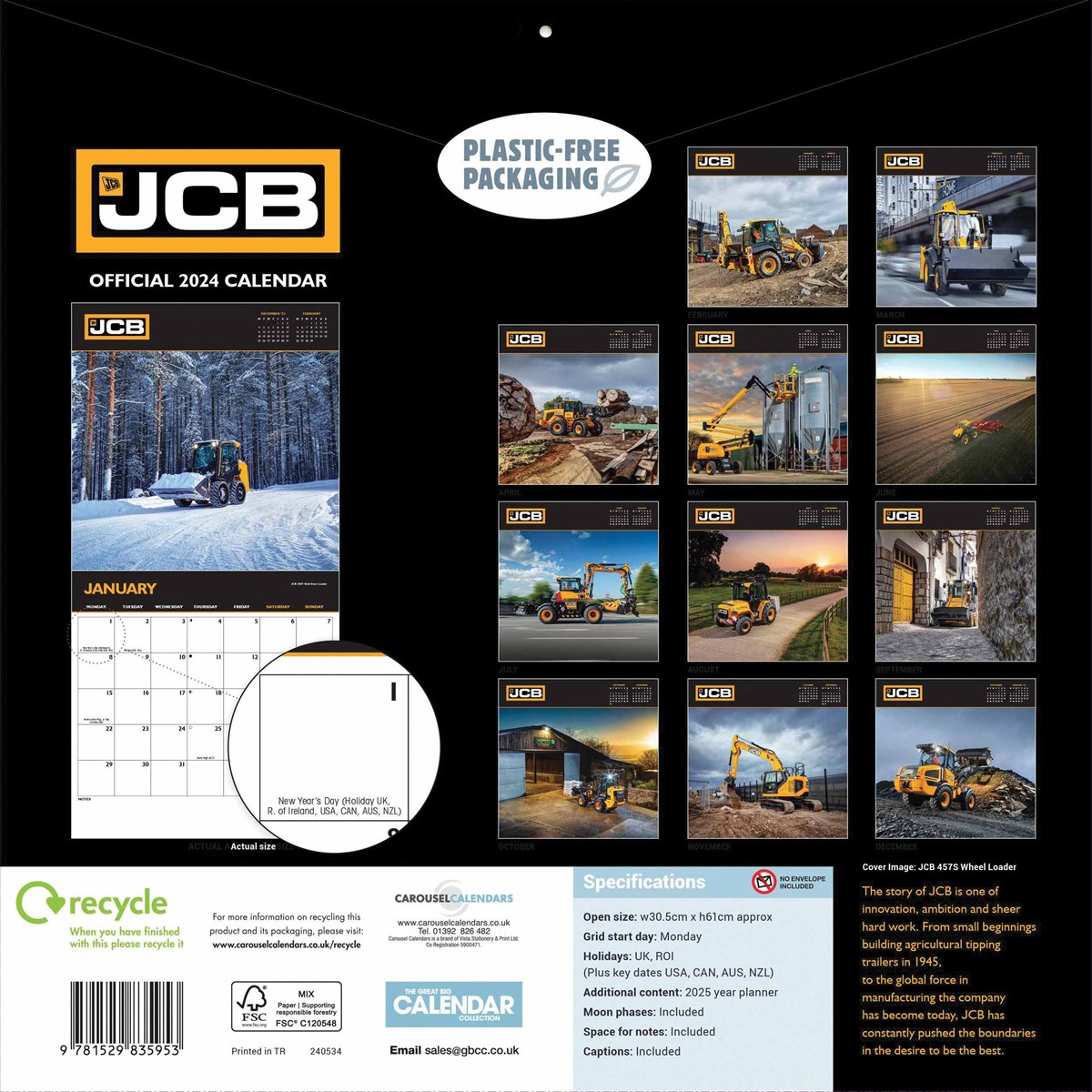 JCB Wall Calendar 2024 by Carousel Calendars 240534
